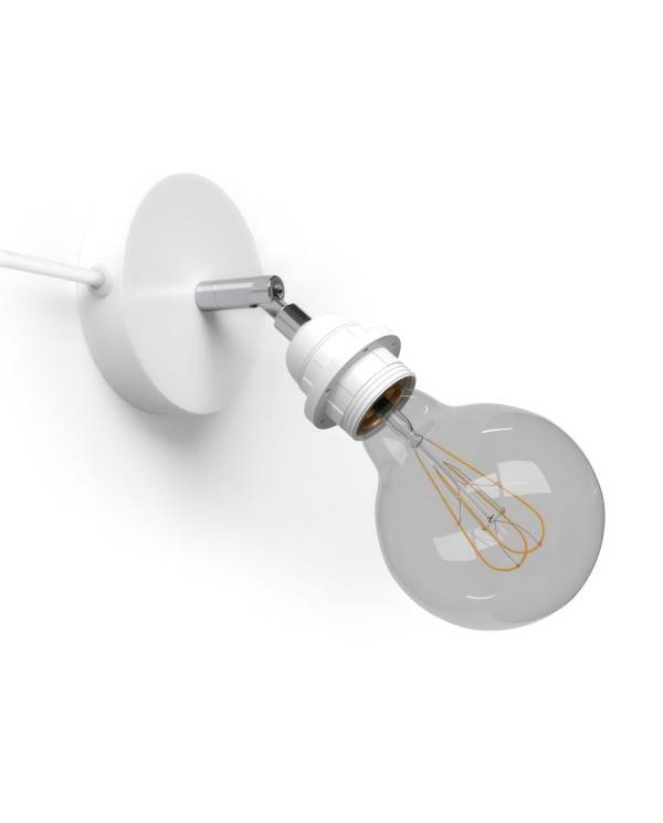 Spostaluce Metal 90°, sursa de lumină reglabilă cu suport de lampă filetat E27, cablu de țesătură și găuri laterale.