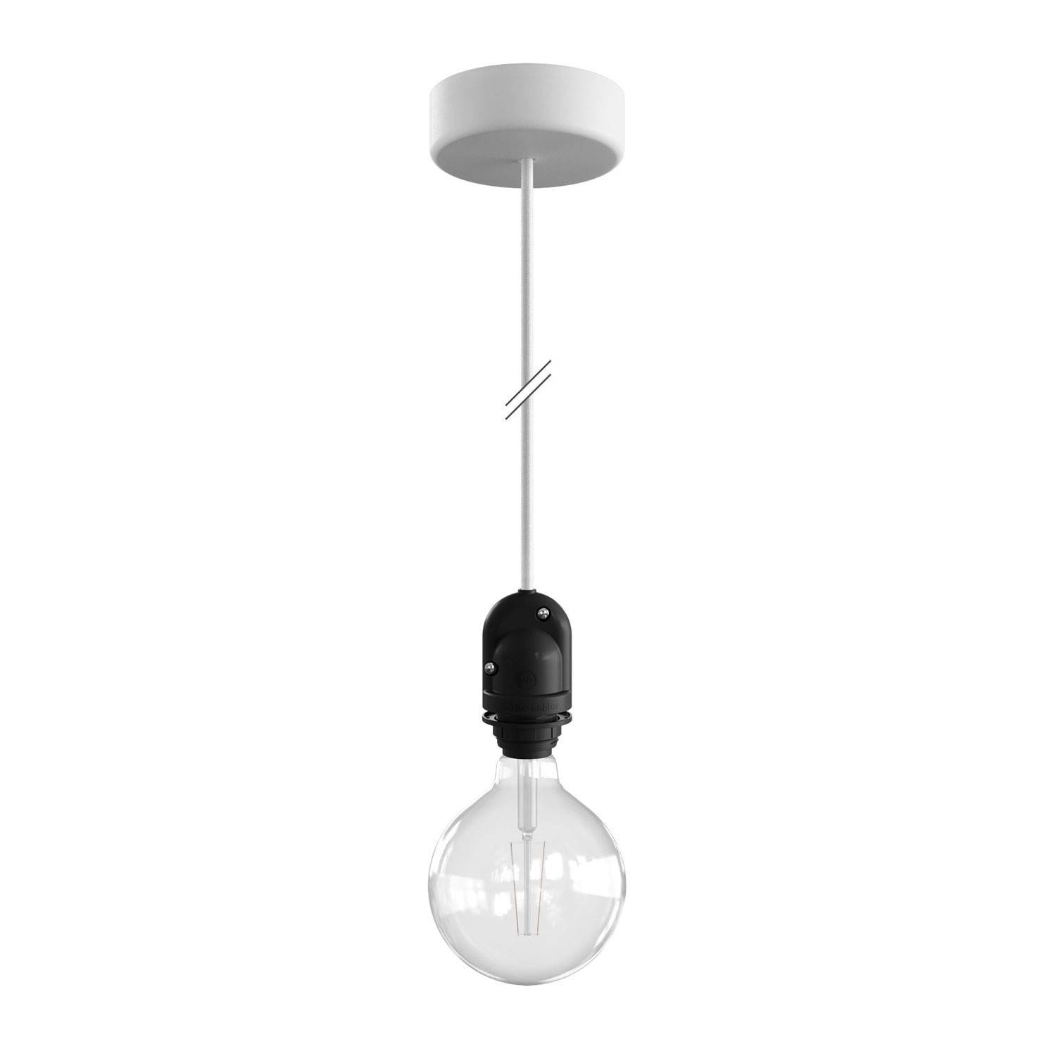 EIVA Zewnętrzna lampa wisząca do klosza z 1,5 mm kablem w oplocie, podsufitką i z silikonową oprawką IP65 waterproof