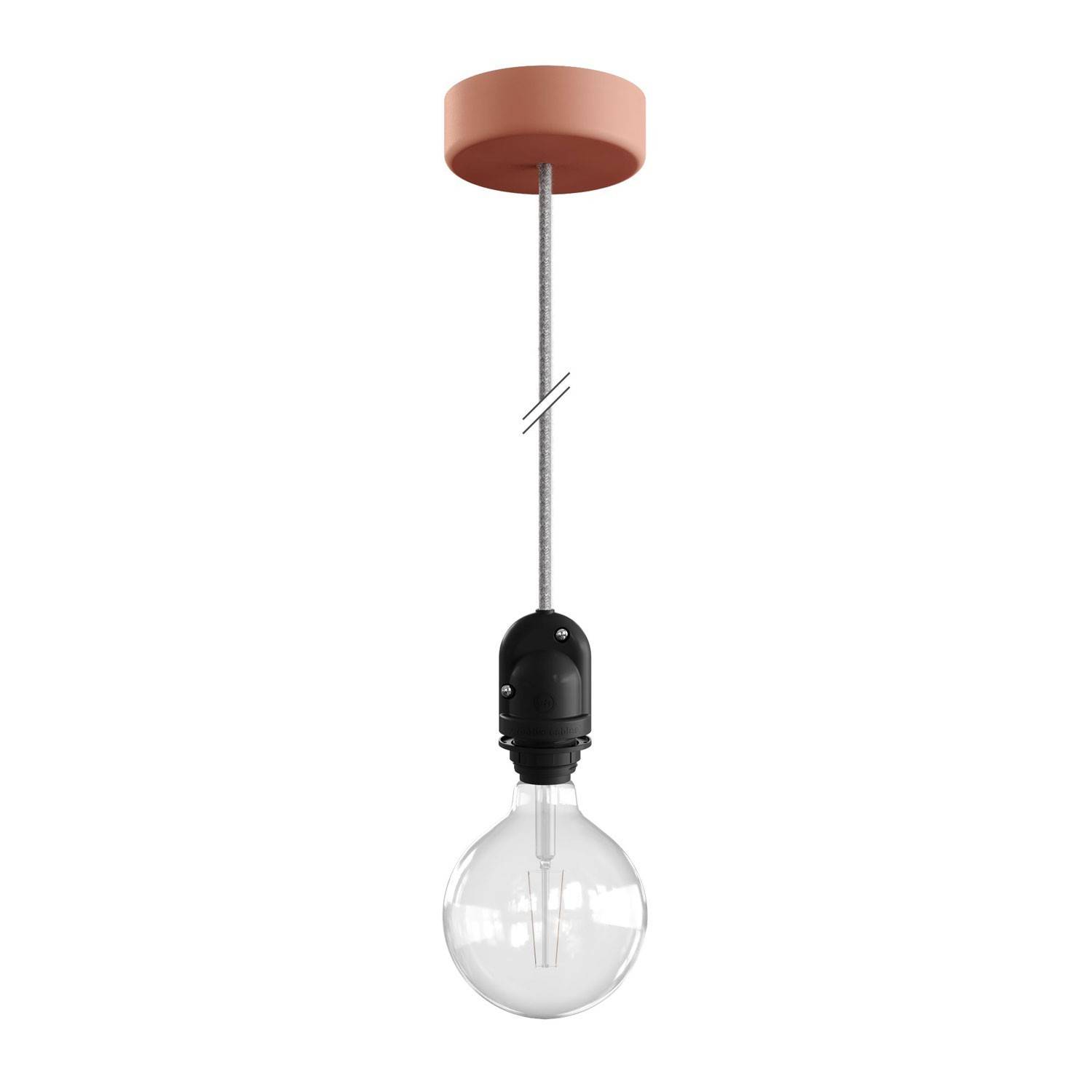 Lampa de exterior EIVA pentru abajururi cu cablu textil de 1,5 metri, rozetă de tavan din silicon și suport de lampă rezistent l