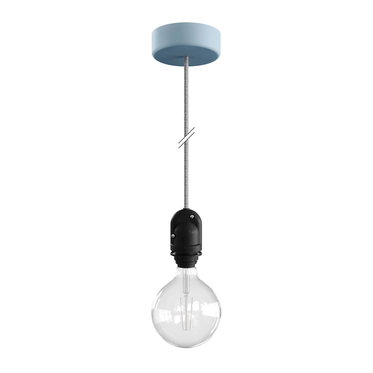 EIVA Zewnętrzna lampa wisząca do klosza z 1,5 mm kablem w oplocie, podsufitką i z silikonową oprawką IP65 waterproof