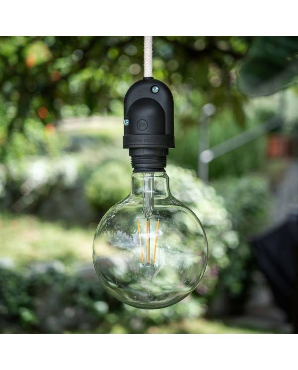 EIVA Zewnętrzna lampa wisząca do klosza z 1,5 mm kablem w oplocie, podsufitką i z silikonową oprawką IP65 waterproof