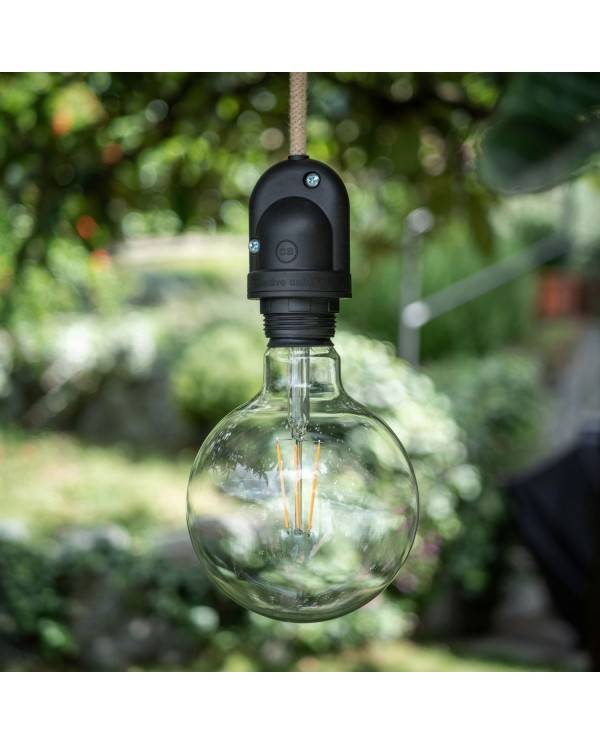 EIVA Zewnętrzna lampa wisząca do klosza z 1,5 mm kablem w oplocie, podsufitką i z silikonową oprawką IP65 waterproof