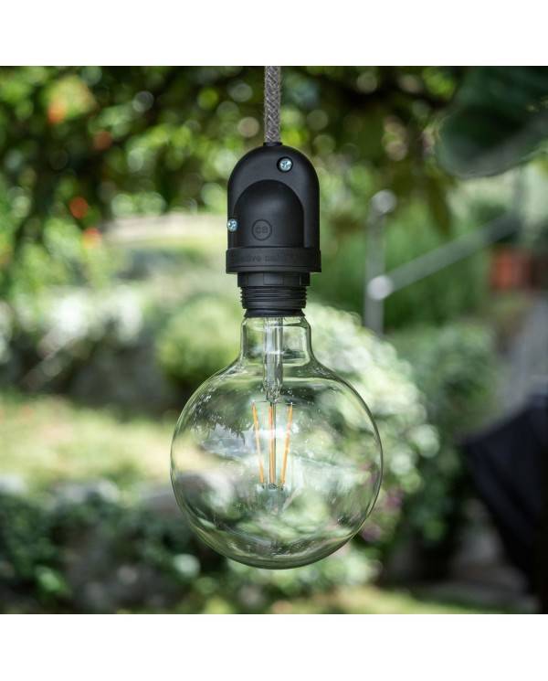 EIVA Zewnętrzna lampa wisząca do klosza z 1,5 mm kablem w oplocie, podsufitką i z silikonową oprawką IP65 waterproof