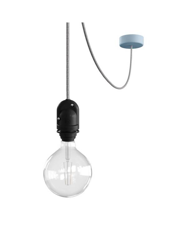 EIVA Buiten hanglamp voor lampenkap met 5m textiel kabel, decenter, roos en waterdichte fitting IP65