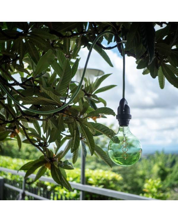 EIVA Závesná lampa do exteriéru pre tienidlo, 5m textilného kábla, silikonová rozeta a objímka, IP65 vodeodolná