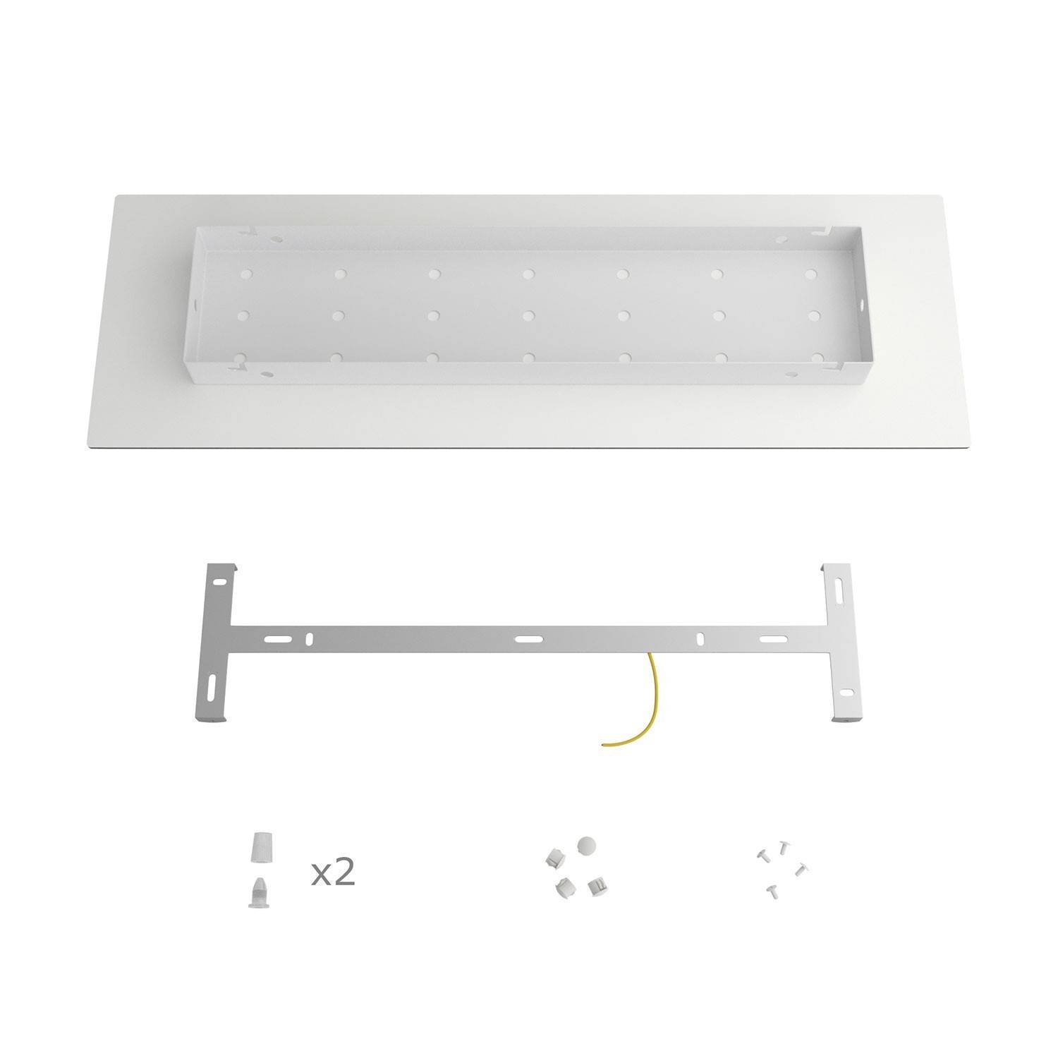 XXL rechthoekige 2-gats Rose-One plafondkap-kit, afmetingen 675 x 225 mm