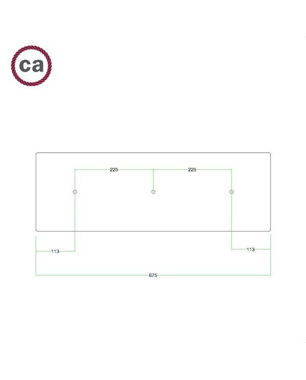 Obdélníkový XXL stropní baldachýn se třemi otvory Rose-One s rozměry 675 x 225 mm