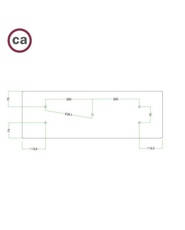 XXL rechthoekige 5-gats Rose-One plafondkap-kit, afmetingen 675 x 225 mm