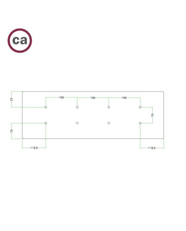 Kit rosetón XXL Rose-One rectangular a 8 agujeros y 6 agujeros laterales, dimensiones 675 x 225 mm