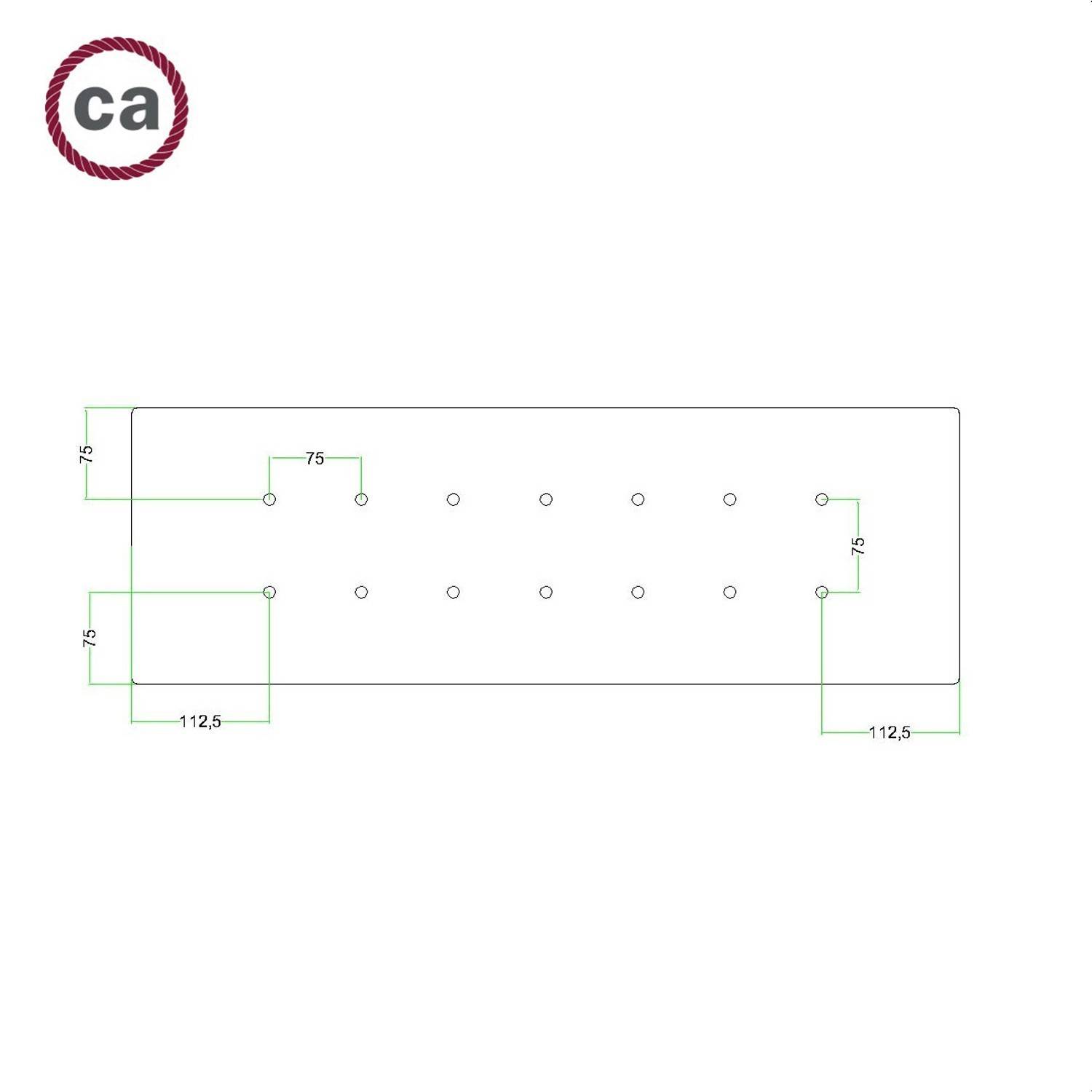 Obdélníkový XXL stropní baldachýn se čtrnácti otvory Rose-One s rozměry 675 x 225 mm