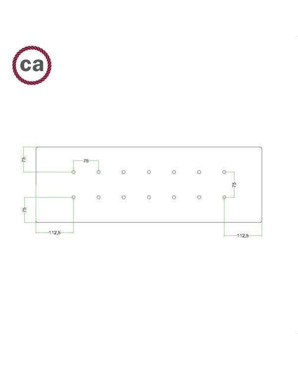 Obdélníkový XXL stropní baldachýn se čtrnácti otvory Rose-One s rozměry 675 x 225 mm