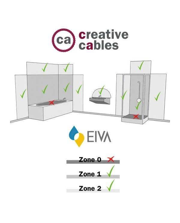 Fermaluce EIVA ELEGANT cu extensie în formă de L, rozetă de tavan și suport pentru lampă rezistent la apă IP65.