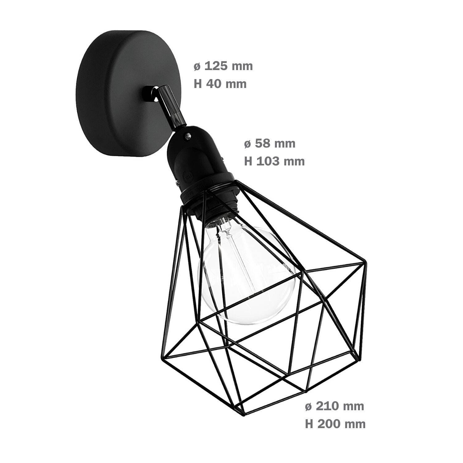 Fermaluce EIVA med Diamond lampeskærm, justerbar led og lampeholder IP65 vandtæt