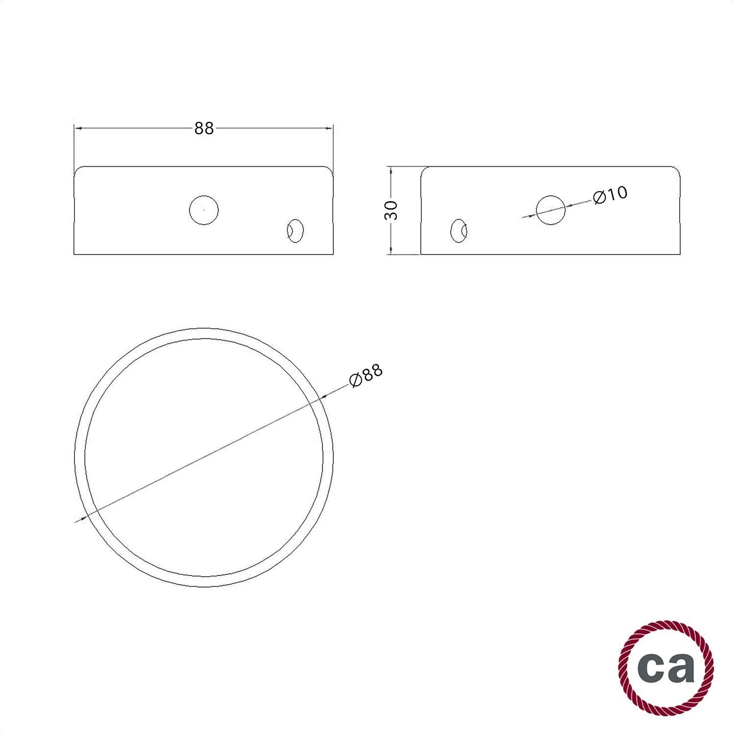 Kit mini cylindrisk takkopp i trä med 4 sidohål (kopplingsdosa)