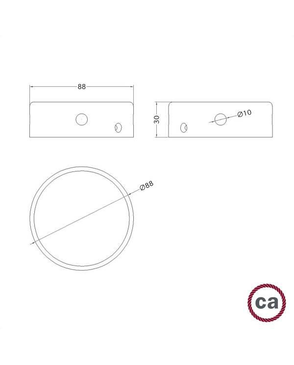 Kit mini cylindrisk takkopp i trä med 4 sidohål (kopplingsdosa)