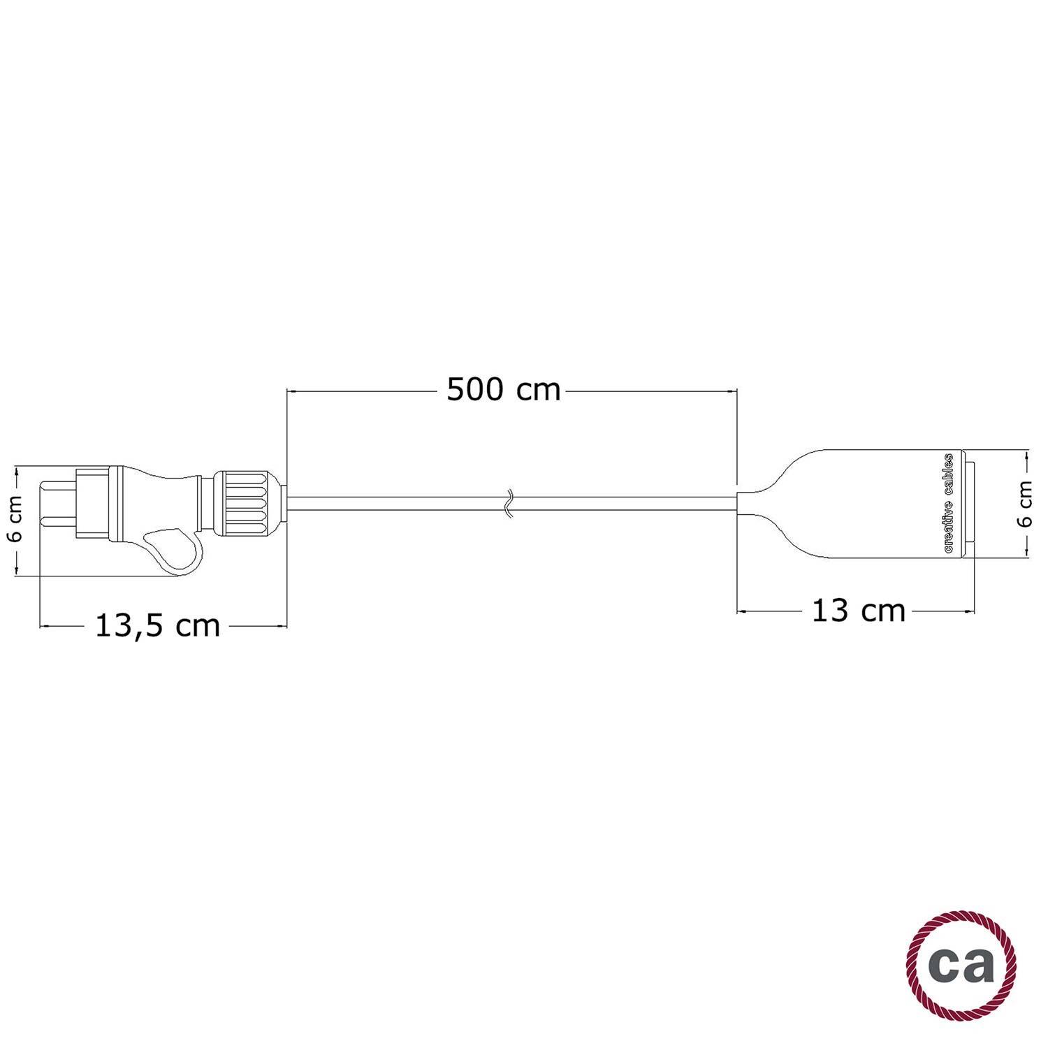 Eiva Snake Pastel, přenosná venkovní lampa, 5 m textilní kabel, vodě odolná objímka IP65 a zástrčka