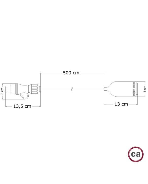 Eiva Snake Pastell, kültéri hordozható lámpa, 5 m textilkábellel, IP65 vízálló foglalattal és villásdugóval