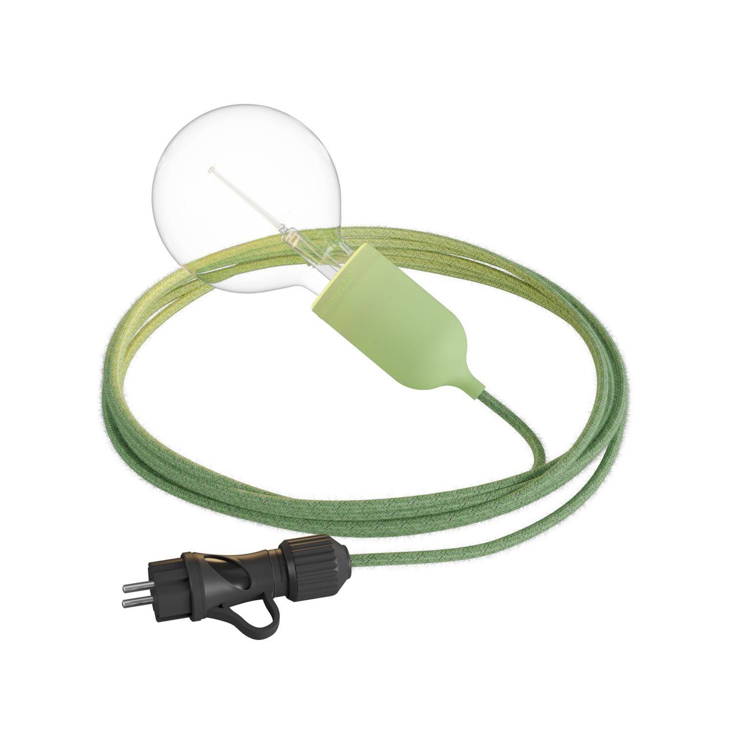 EIVA Snake Pastel, przenośna lampa zewnętrzna, z kablem w oplocie 5 m, oprawka i wtyczka IP65 waterproof