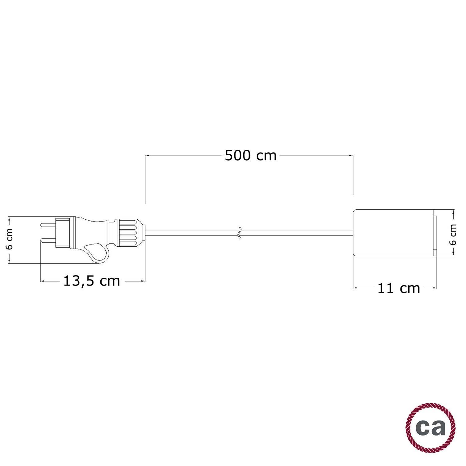 EIVA Snake Elegancka, przenośna lampa zewnętrzna, kabel w oplocie o długości 5 m, oprawka i wtyczka IP65 waterproof