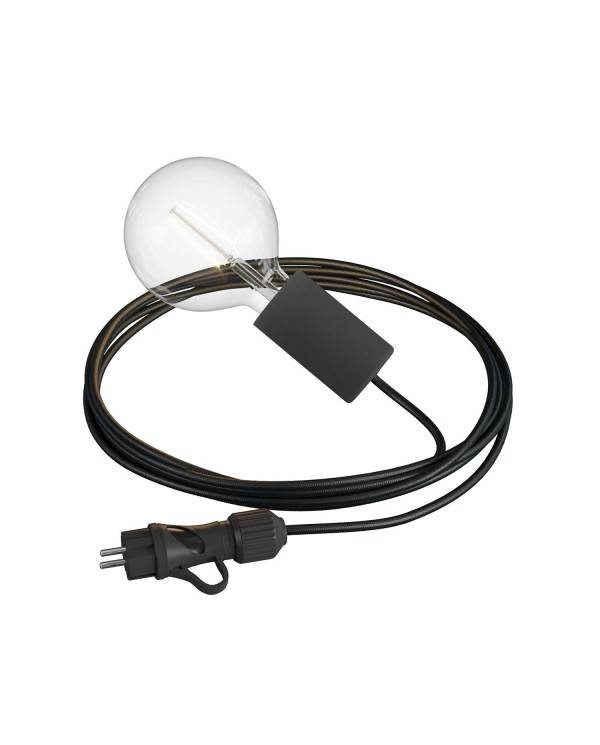 EIVA Snake Elegancka, przenośna lampa zewnętrzna, kabel w oplocie o długości 5 m, oprawka i wtyczka IP65 waterproof