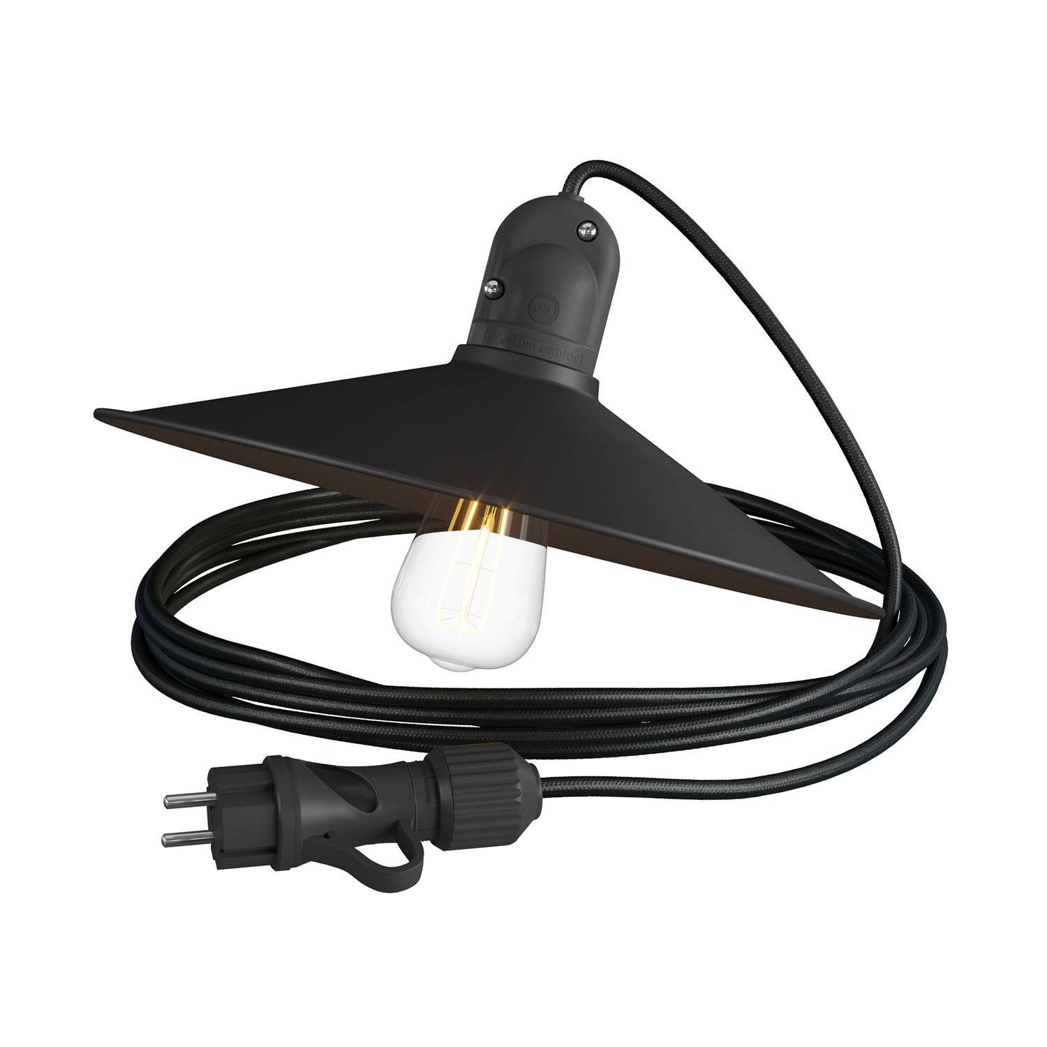 EIVA Snake z kloszem Swing, przenośna lampa zewnętrzna, z kablem w oplocie 5 m, waterproof oprawka i wtyczka IP65