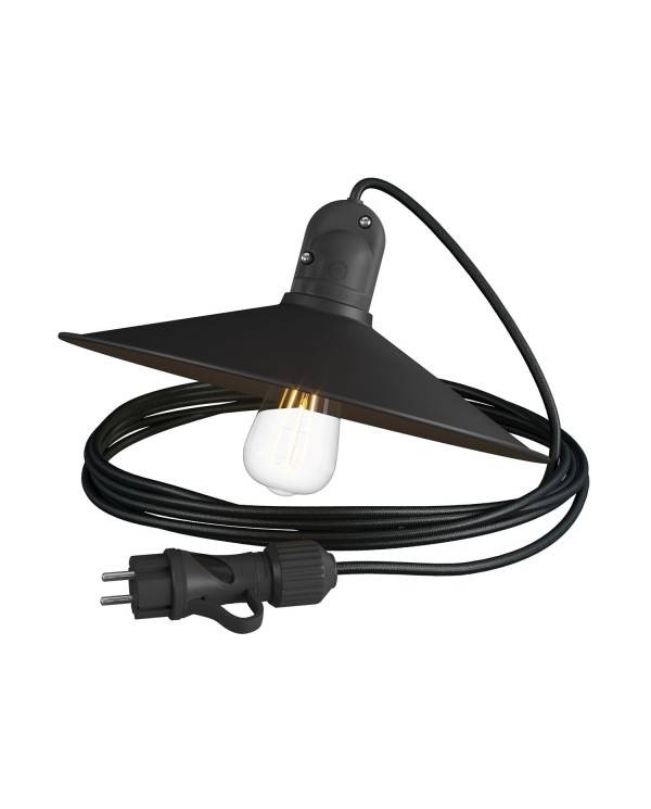 Eiva Snake s tienidlom Swing, prenosná vonkajšia lampa, 5m textilný kábel, vodeodolná objímka IP65 a zástrčka