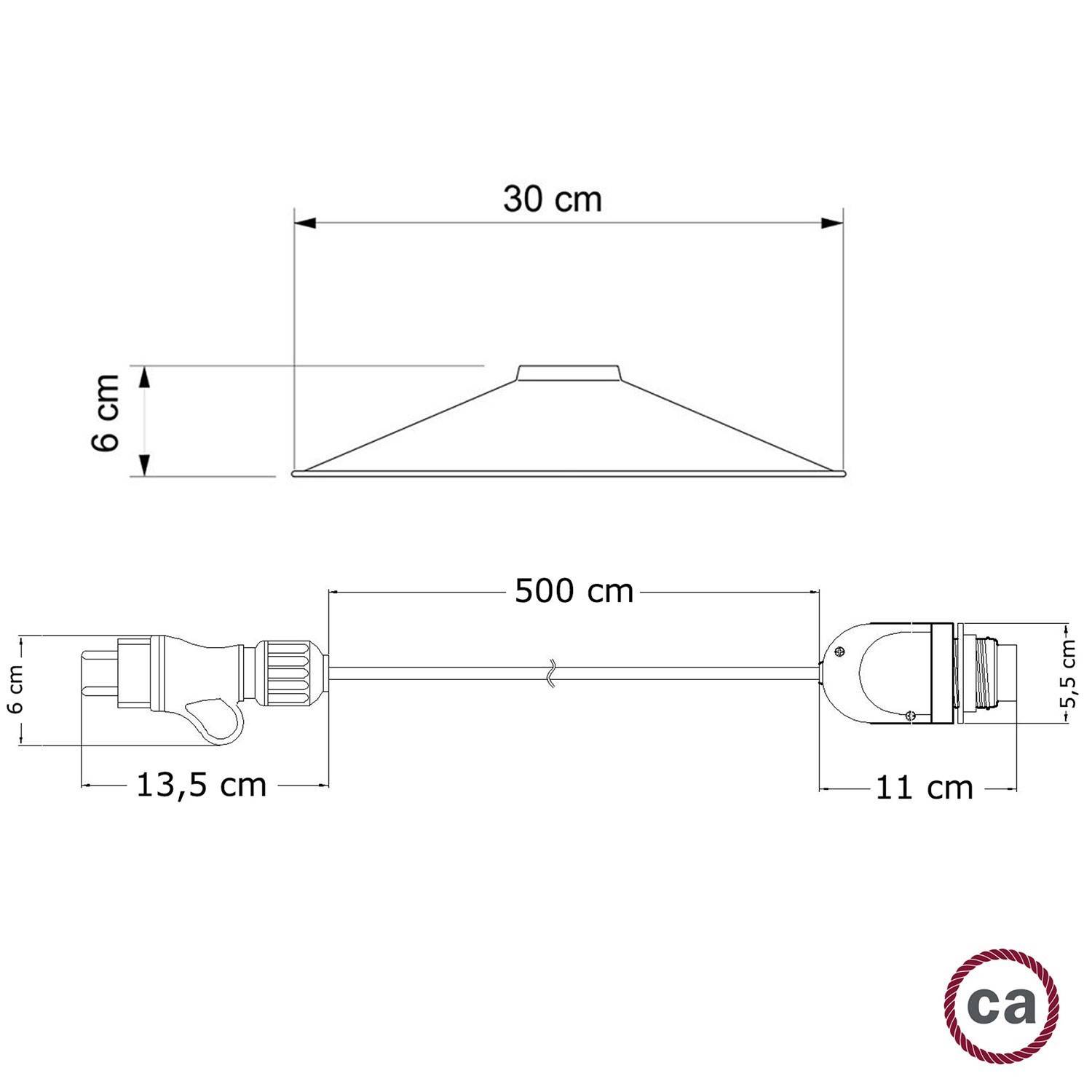 Eiva Snake se stínidlem Swing, přenosná venkovní lampa, 5 m textilní kabel, vodě odolná objímka IP65 a zástrčka