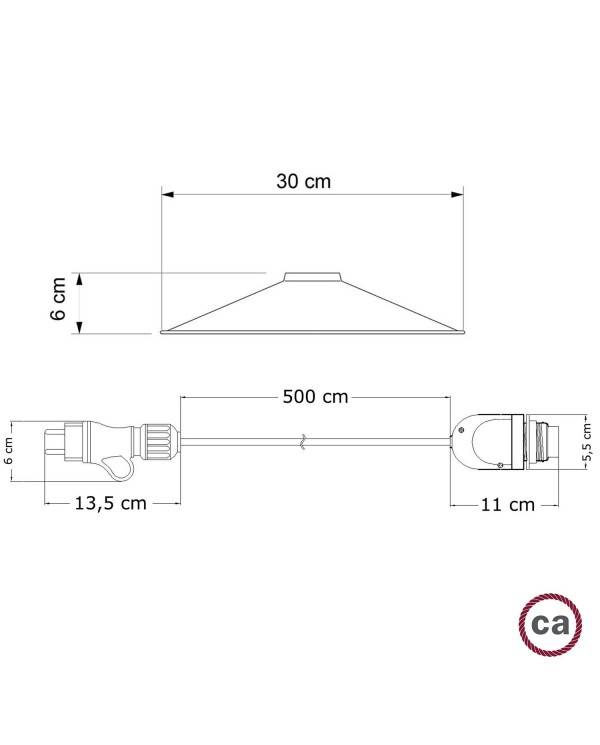 EIVA Snake z kloszem Swing, przenośna lampa zewnętrzna, z kablem w oplocie 5 m, waterproof oprawka i wtyczka IP65