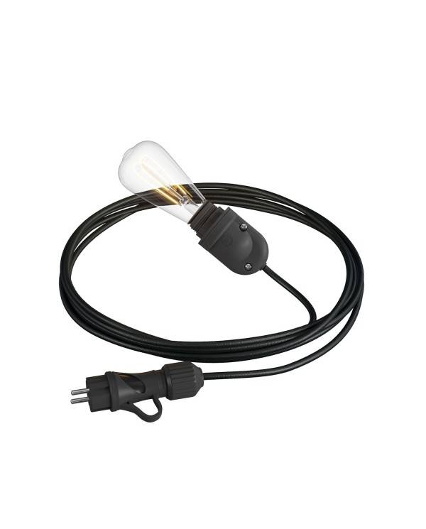 EIVA Snake, przenośna lampa zewnętrzna, z kablem w oplocie 5 m, oprawka i wtyczka IP65 waterproof