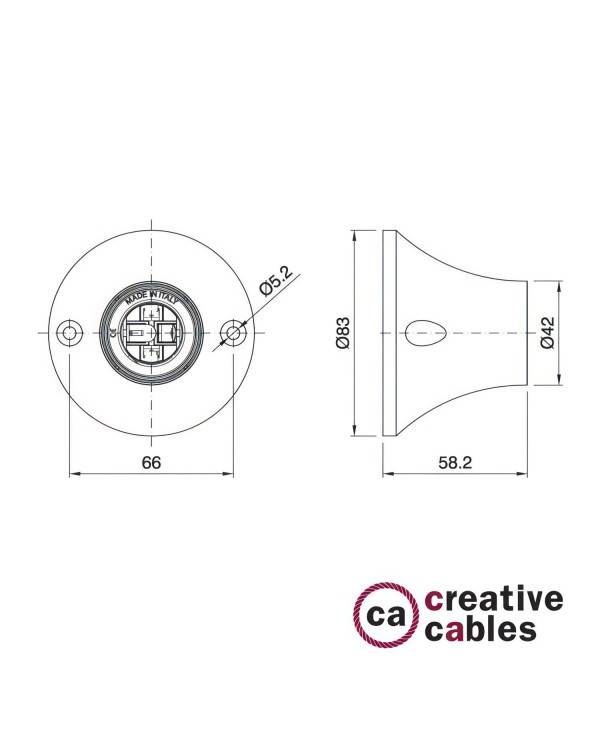 Portalámparas de pared o techo 90 ° E27 en termoplástico