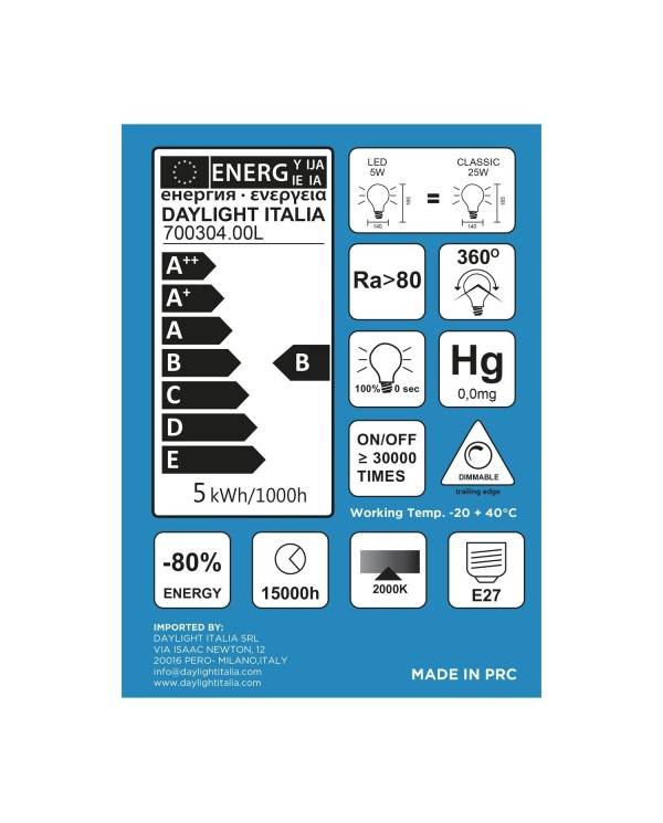 Ljuskälla LED Globo G140 Bumped Smoky spiral glödtråd EW E27 Dimbar 2000K