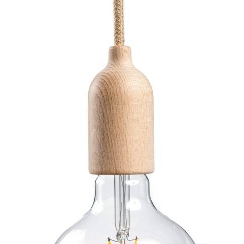 Suport de lampă din lemn cu șurub E27 și clema de cablu ascunsă