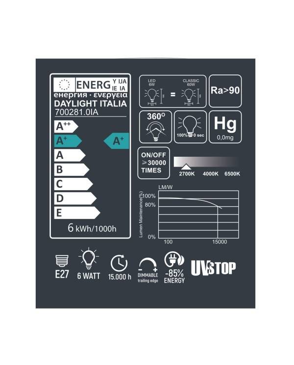 LED Tiche Clear Crystal Line 6W E27 2700K dimabilna žarulja