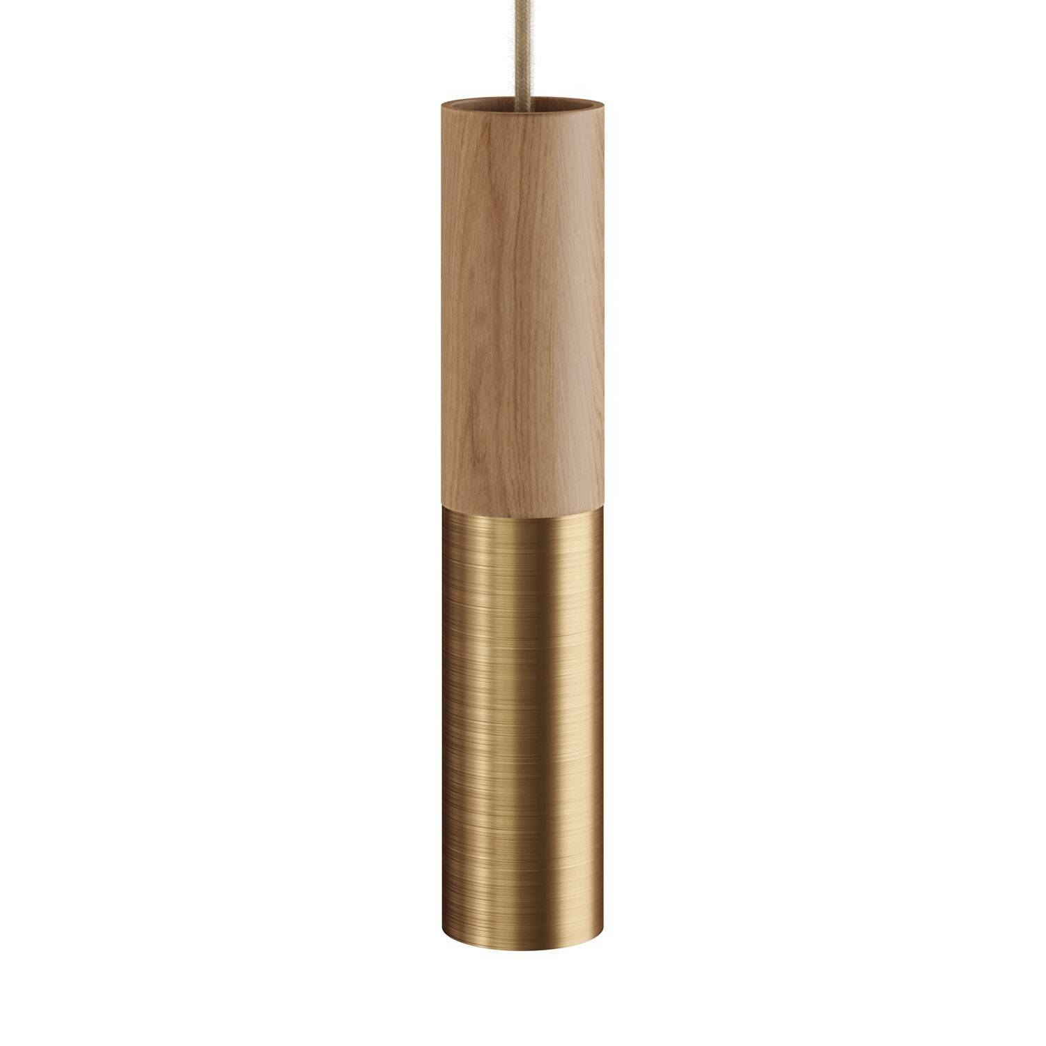 Tub-E14, tub din lemn și metal pentru proiector cu suport de lampă cu inel dublu E14