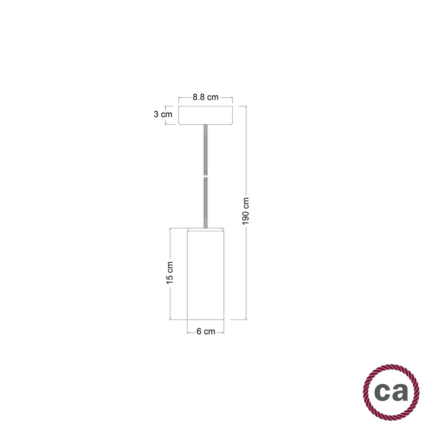 Hanglamp compleet met strijkijzersnoer en Tub-E14 houten kap