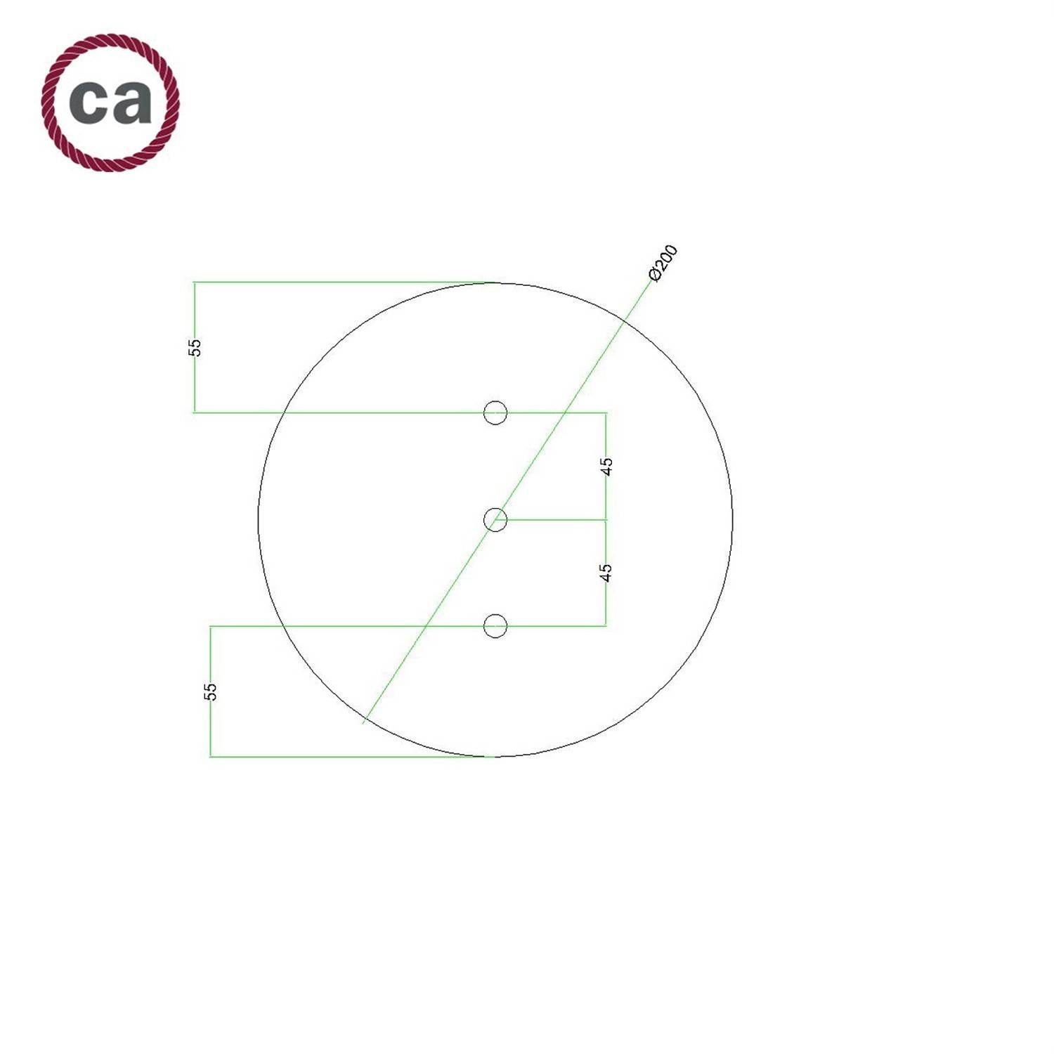 Okrúhla stropná rozeta Rose-One System s priemerom 200 mm, 3 otvormi vedľa seba a 4 bočnými otvormi - PROMO