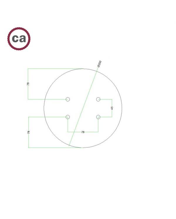 Kruhový stropní baldachýn Rose-One System s průměrem 200 mm a 4 otvory a 4 boční otvory - PROMO