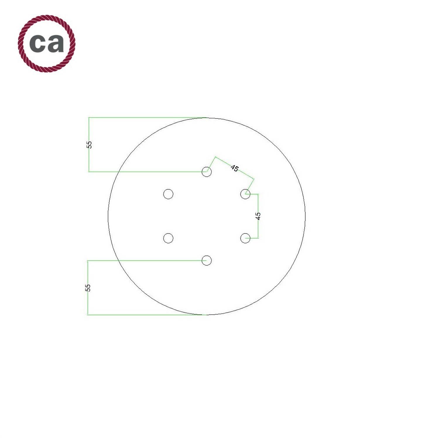 Komplett 200mm takkopp Rose-One System rund - 6 hål og 4 sidehål - PROMO