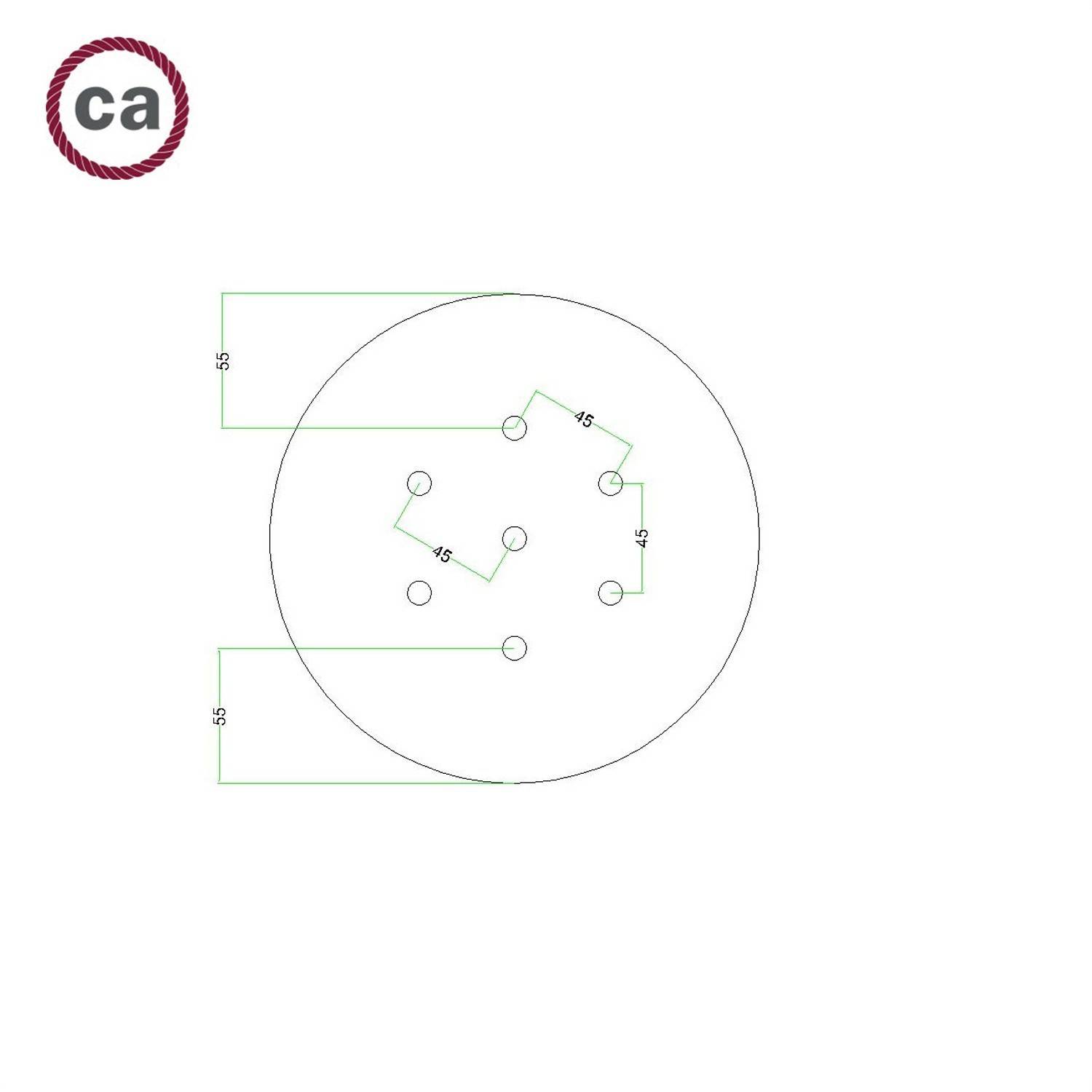 Komplett 200mm takkopp Rose-One System rund - 7 hål och 4 hål i sidled - PROMO