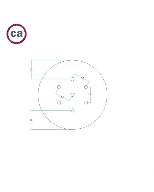 Komplett 200mm takkopp Rose-One System rund - 7 hål och 4 hål i sidled - PROMO