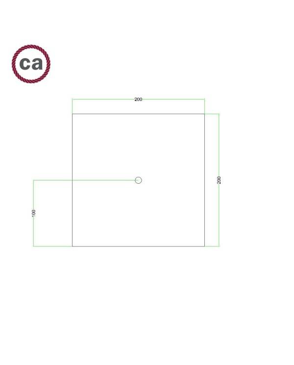 Quadratisches 1-Loch und 4 Seitenlöchern Lampenbaldachin Kit, Rose-One-Abdeckung, 200 mm - PROMO