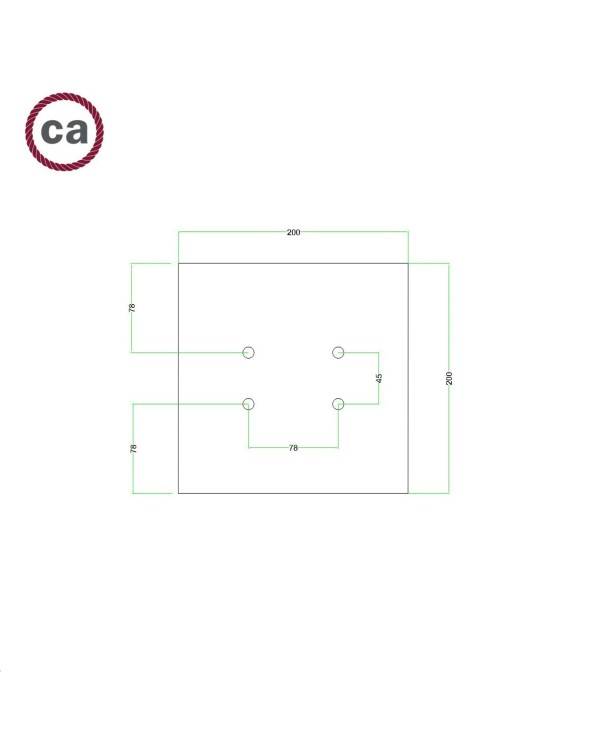 Kvadratna stropna dekoracija za rozetu 200 mm - Rose-One sistem s 4 rupe i 4 bočne rupe - PROMO