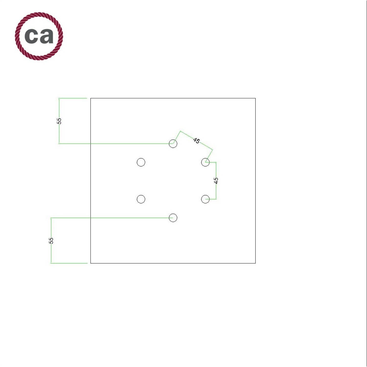 Kit rosetón Rose-One cuadrado, 200 mm con 6 agujeros y 4 agujeros laterales - PROMO