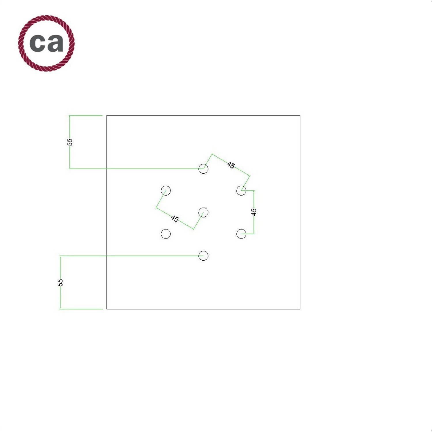 Kit rosetón Rose-One cuadrado, 200 mm con 7 agujeros y 4 agujeros laterales - PROMO