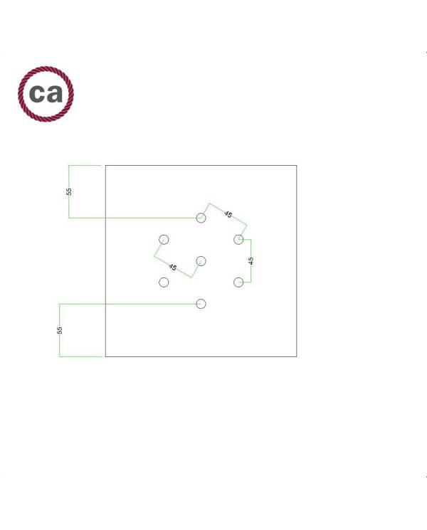 Kit rosetón Rose-One cuadrado, 200 mm con 7 agujeros y 4 agujeros laterales - PROMO