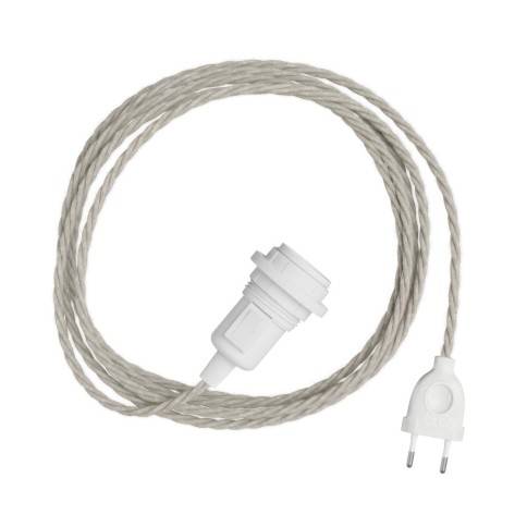 Șarpele încolăcit pentru abajur - Lampă cu cablu textil încolăcit și priză cu 2 poli
