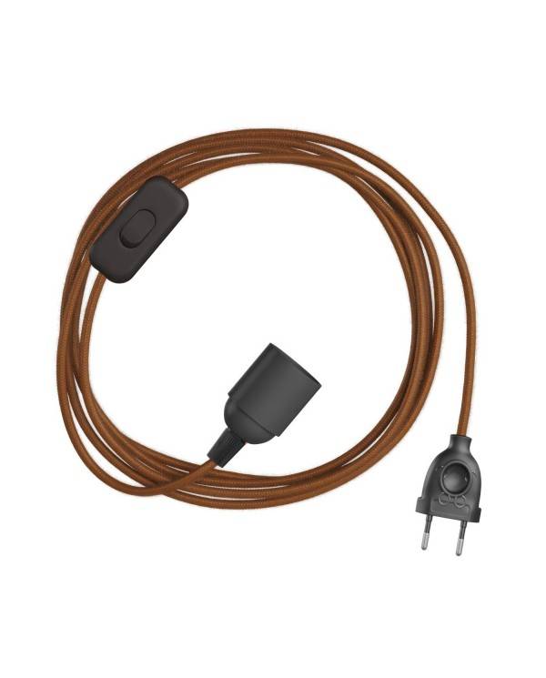 SnakeBis - Juego de cables con portalámparas, cable textil de color y enchufe de 2 clavijas