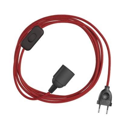 SnakeBis - Cablare cu suport de lampă și cablu textil colorat și mufă cu 2 pini