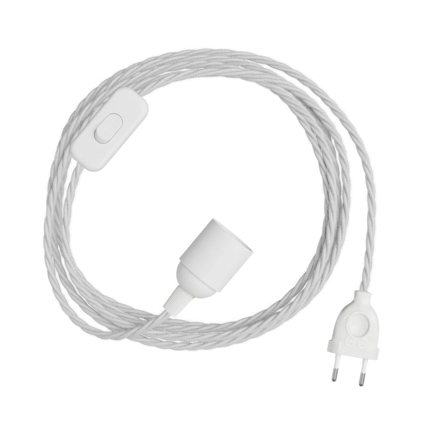 SnakeBis Twisted - Cablare cu suport de lampă și cablu textil încâlcit și priză cu 2 poli