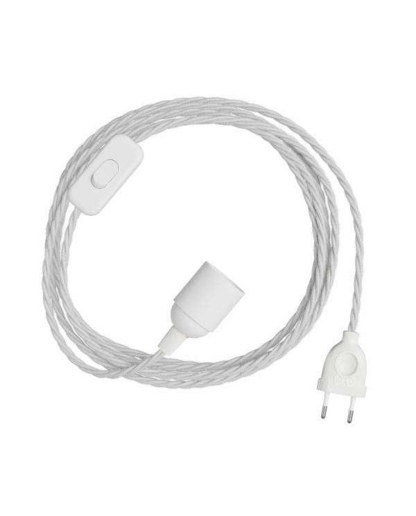 SnakeBis Twisted - Cablare cu suport de lampă și cablu textil încâlcit și priză cu 2 poli